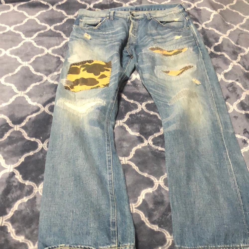 Bape yellow camo patch jeans
